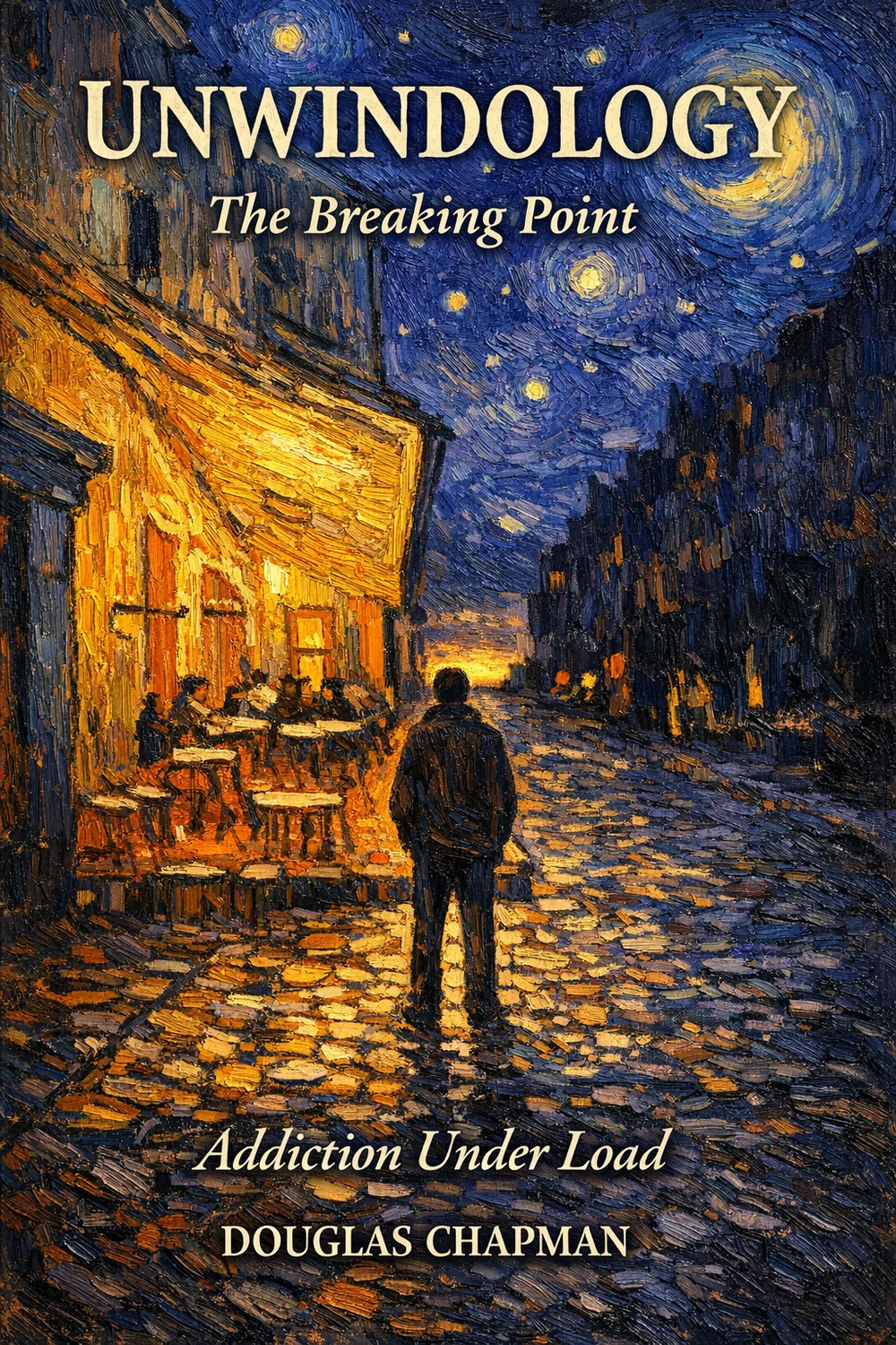 The Breaking Point cover with a fractured blue and gold painted sky